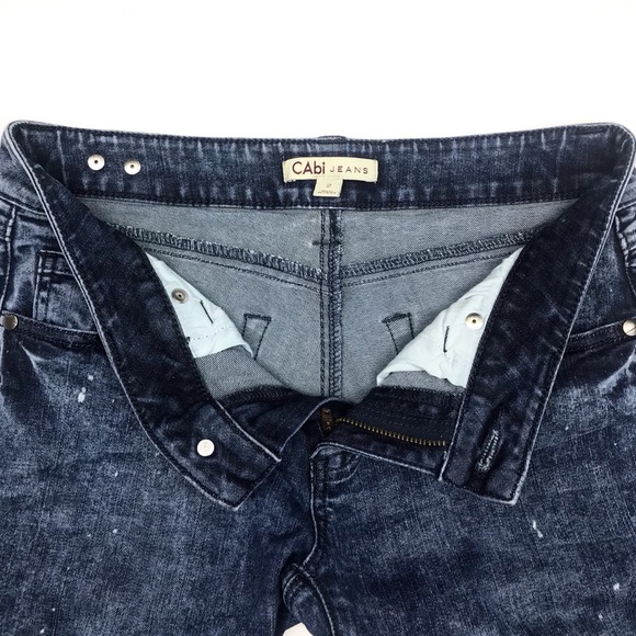 CAbi Blue Distressed Lowrise Jeans Size 2 XS Stretch Designer Stylish Comfort - Picture 4 of 8